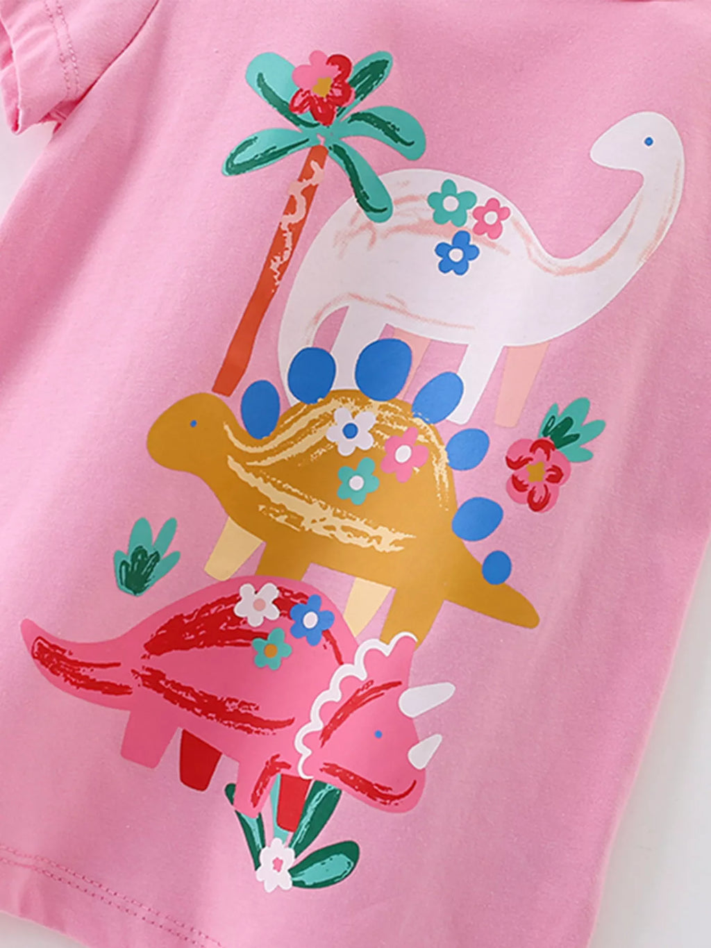 Children's Cute Dinosaur Graphic Short Sleeve T-Shirt