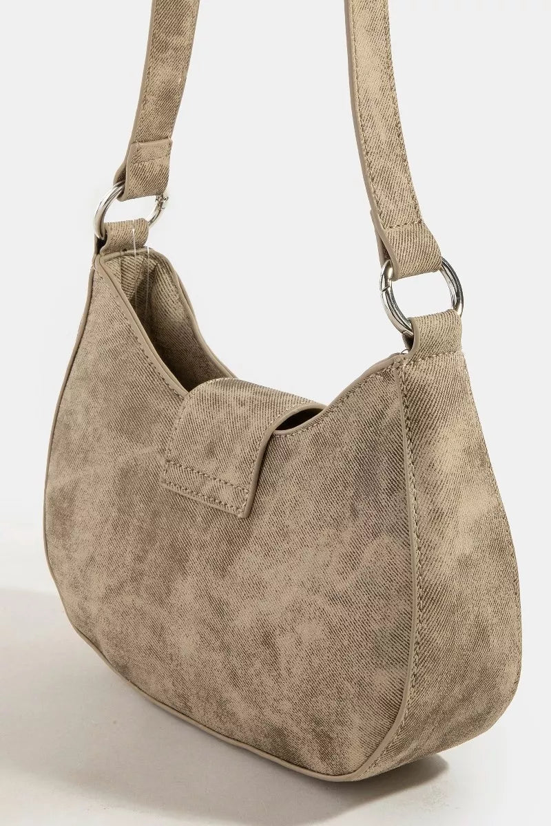 Fame Buckle Detail Hobo Shoulder Bag