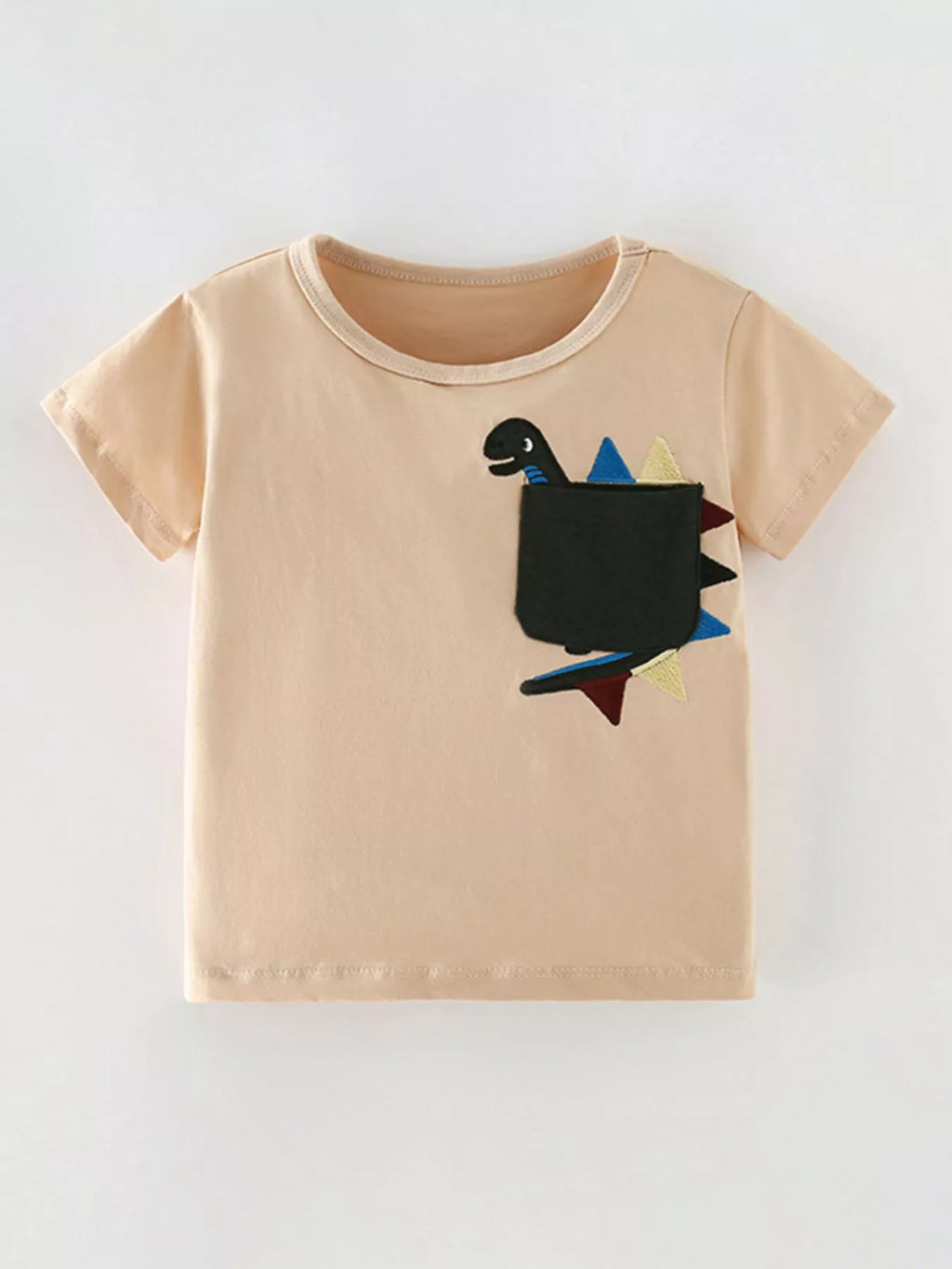 Children's Dinosaur Pocket Round Neck T-Shirt