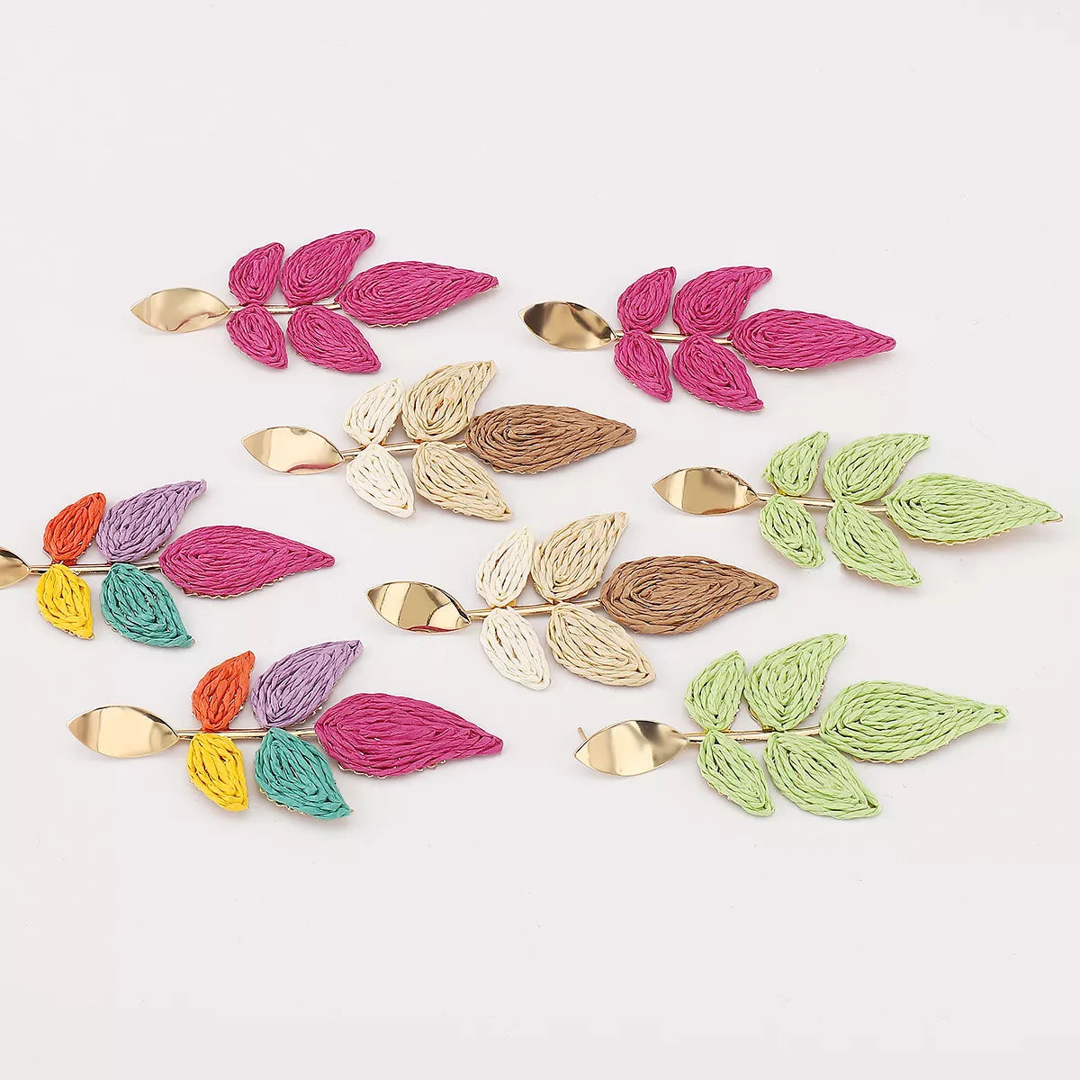 Rattan Woven Leaf Dangle Earrings
