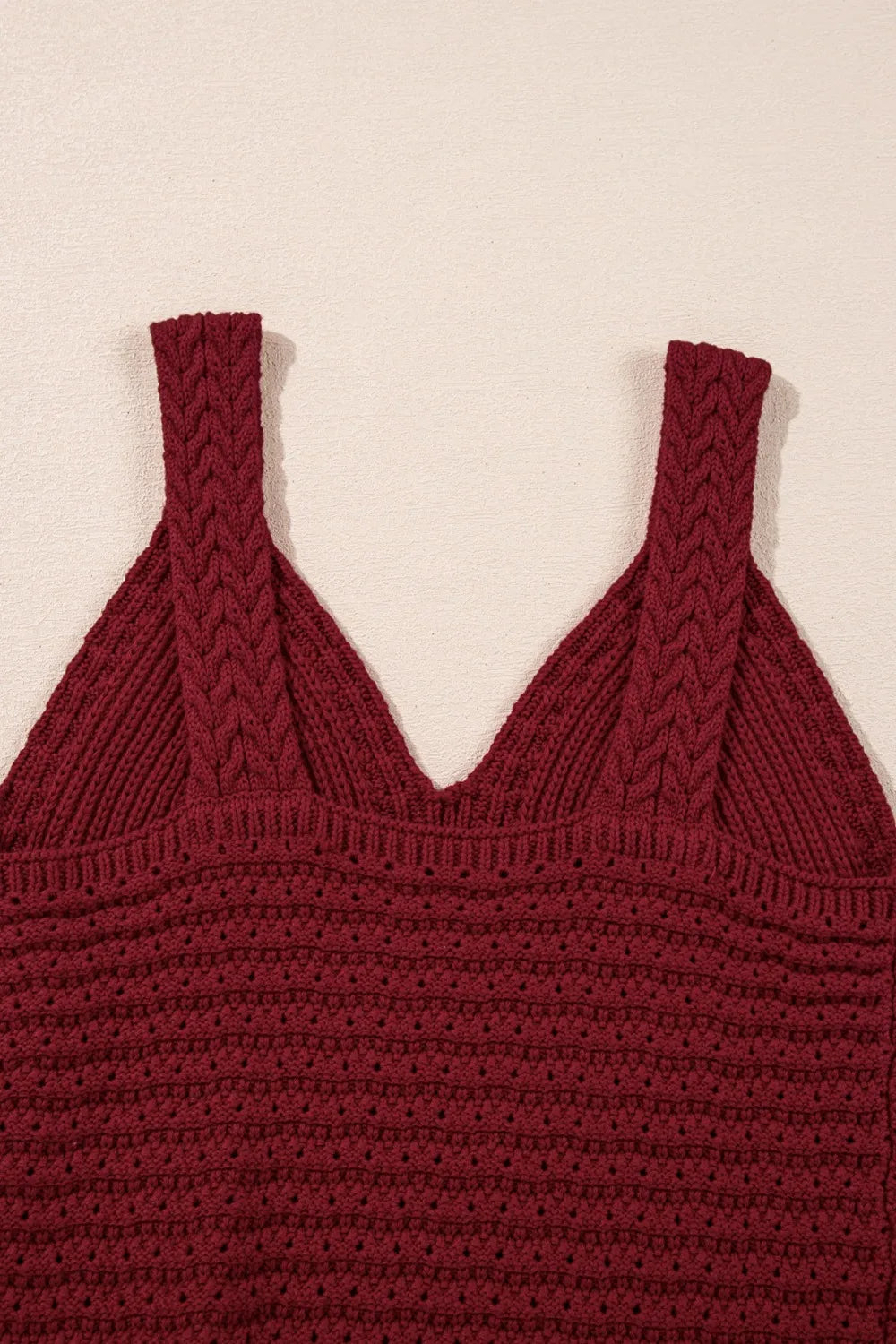 Cable Knit Pointelle Slim Fit V Neck Sweater Vest