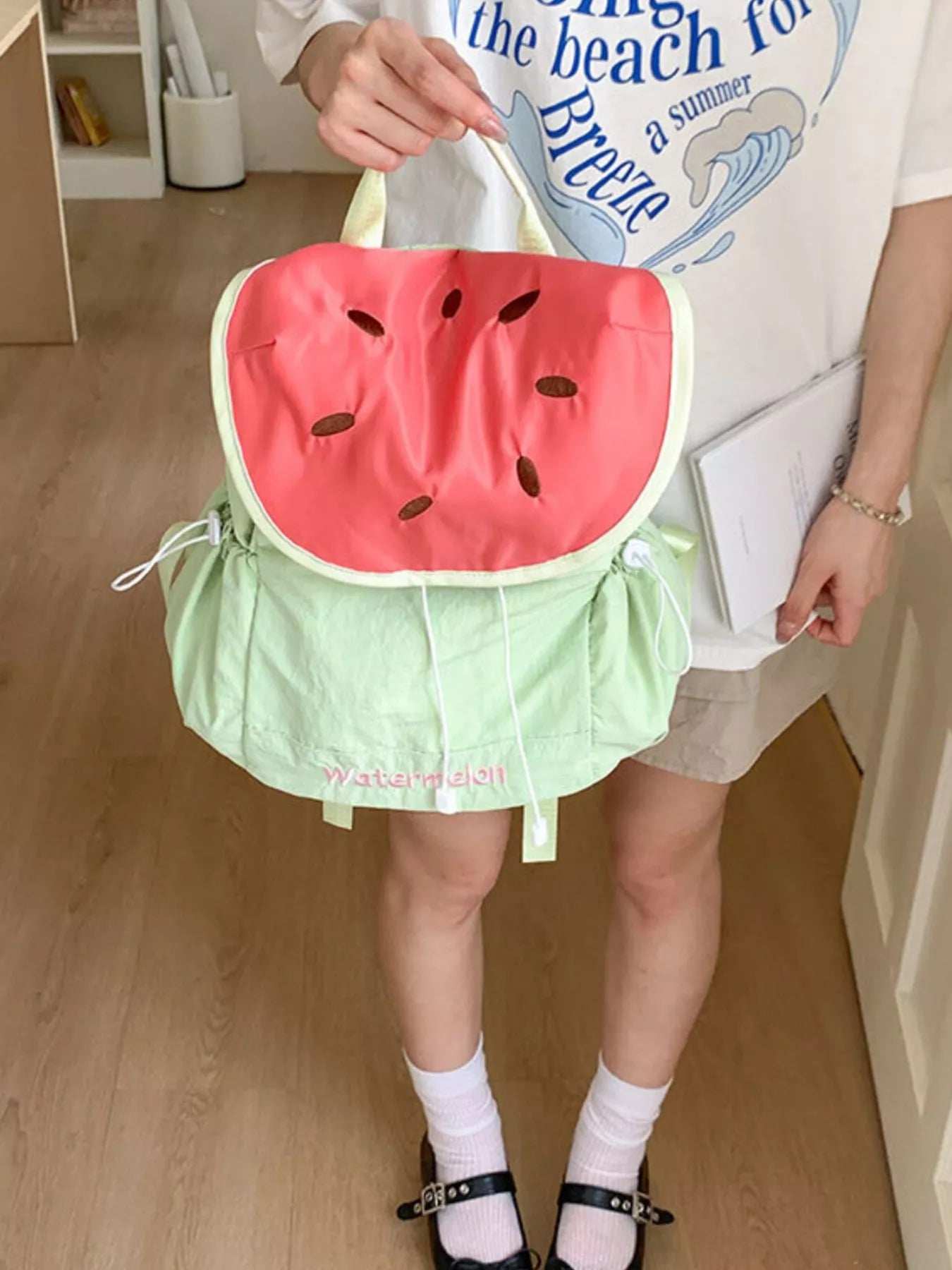 Watermelon Slice Drawstring Backpack Bag