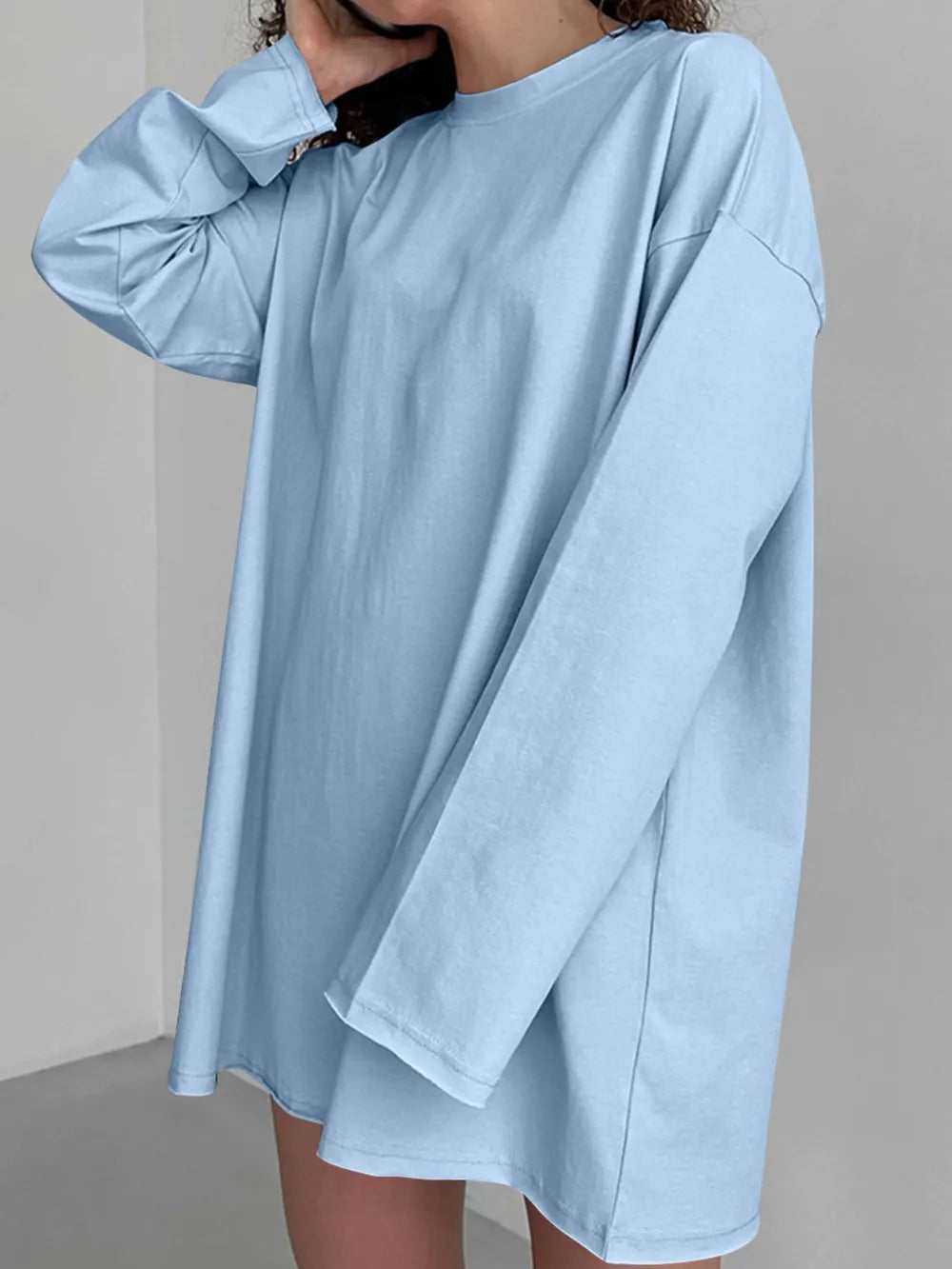 Round Neck Long Sleeve Oversized T-Shirt