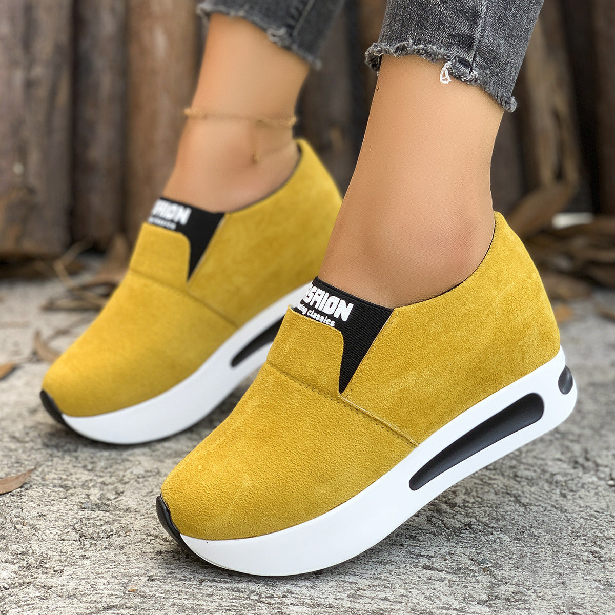 Round Toe Platform Slip-Ons