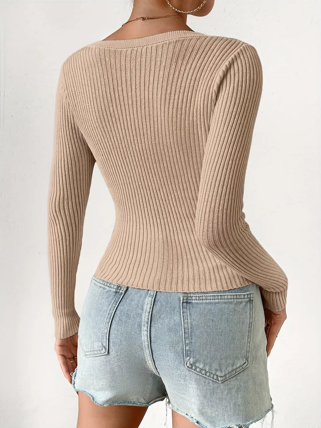 Ribbed Knit Button-Up Cardigan