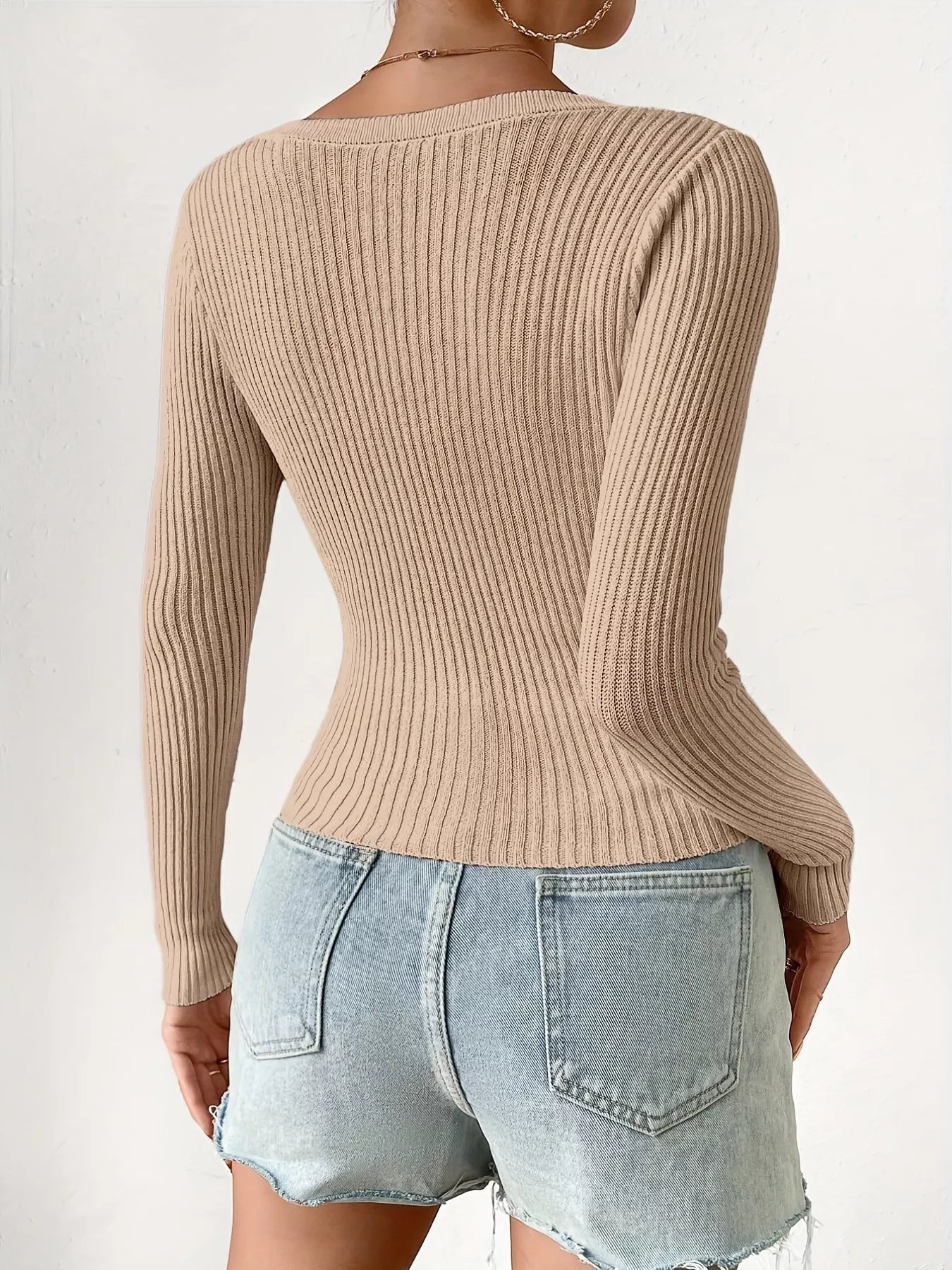 Ribbed Knit Button-Up Cardigan