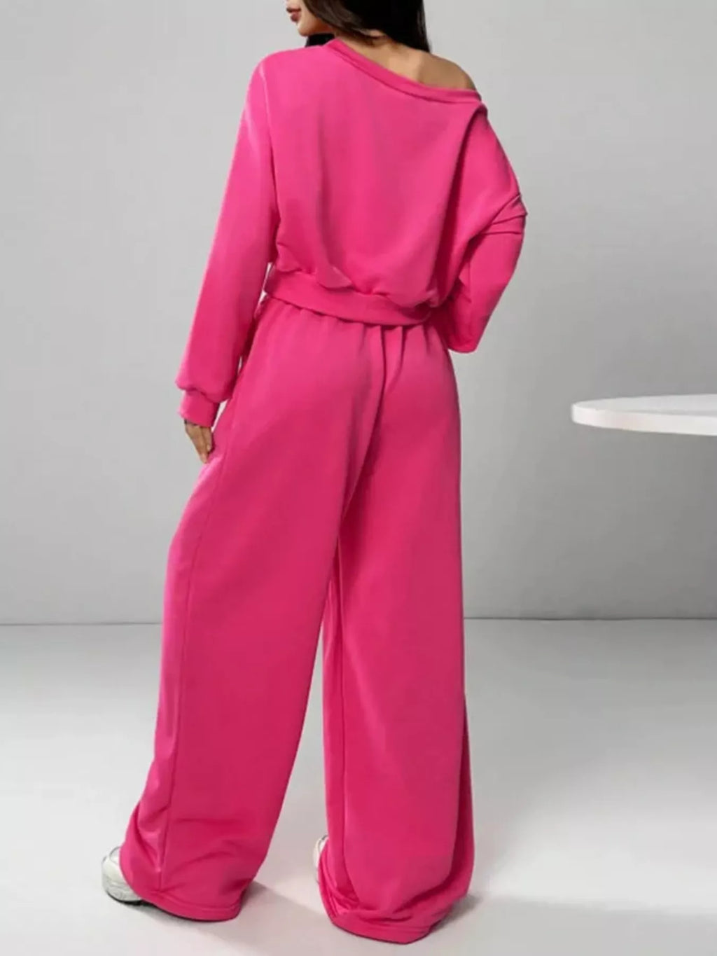Boat Neck Long Sleeve Top and Pants Set