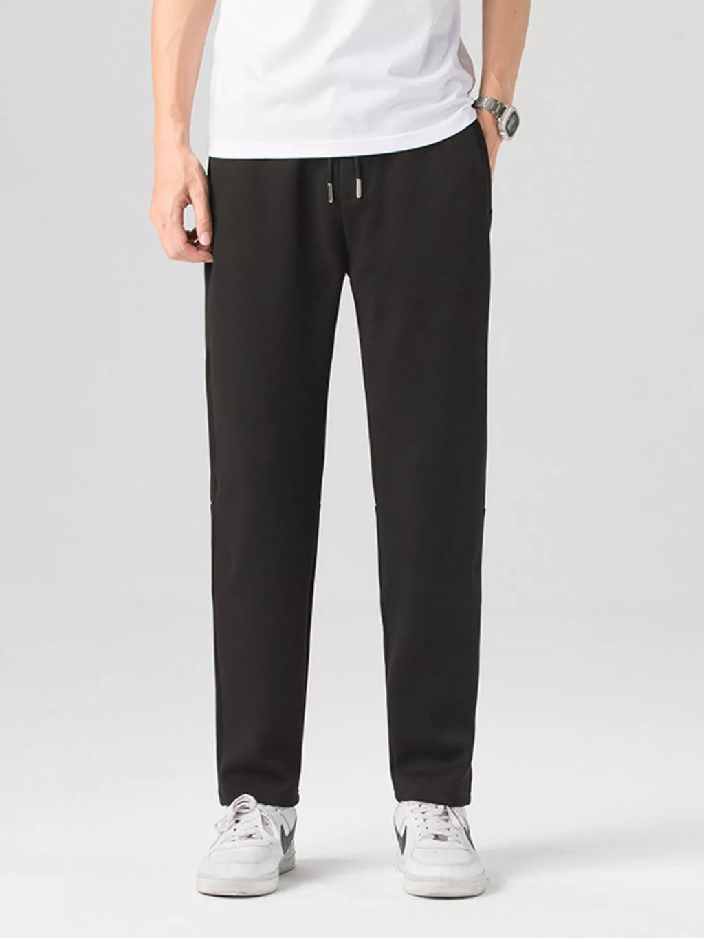 Men's Plus Size Casual Drawstring Straight-Leg Pants