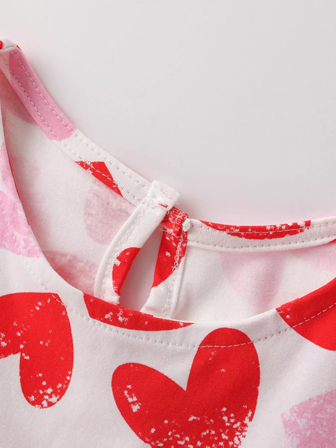 Children's Heart Print Ruffle Sleeve Casual Dress