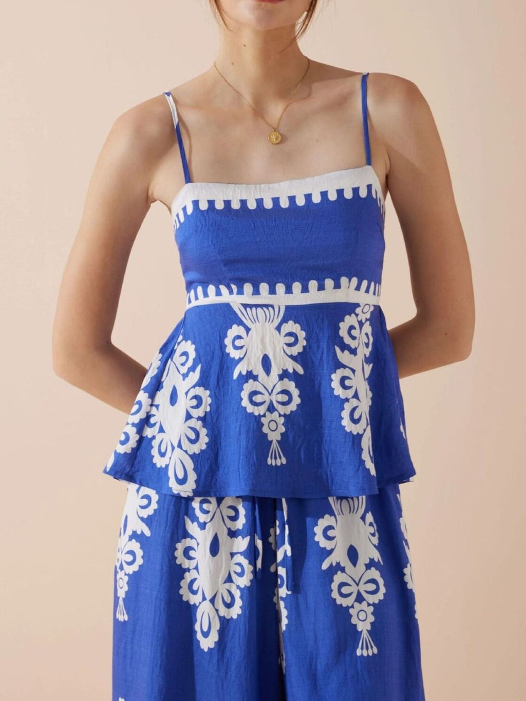Full Size Printed Cami and Wide Leg Pants Set Plus Size