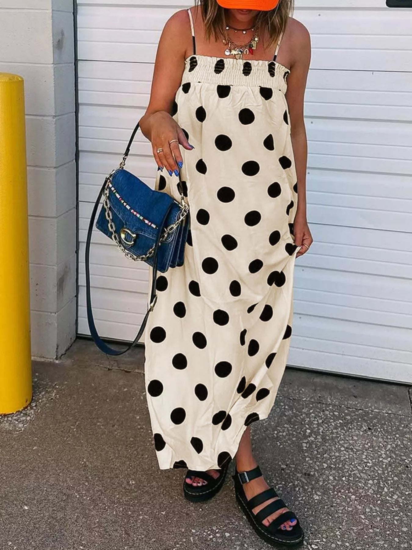 Polka Dot Spaghetti Strap Maxi Dress