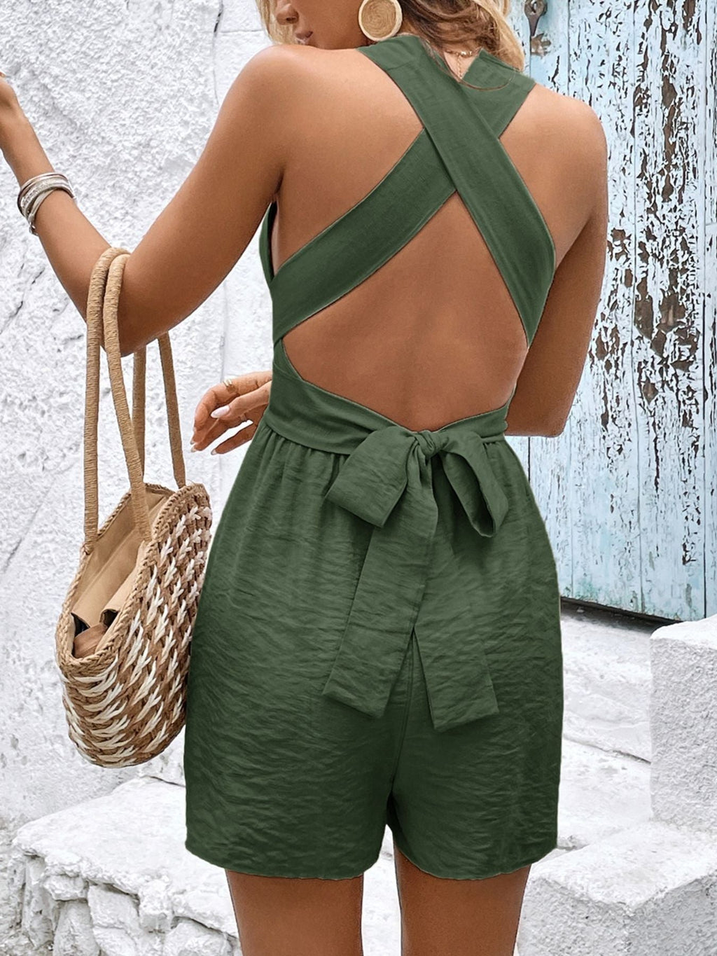Crisscross Back Sleeveless Romper