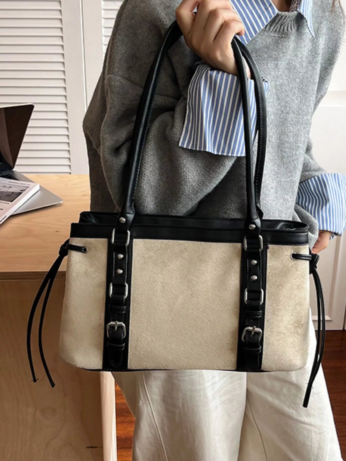 Buckle Decor Tote Bag