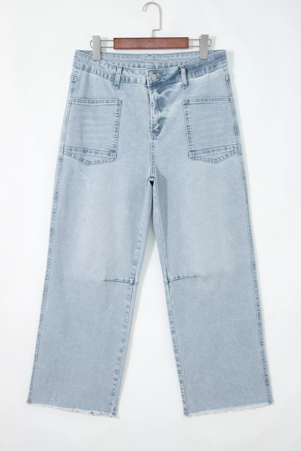 Light Wash Utility Pocket Straight Leg Jeans
