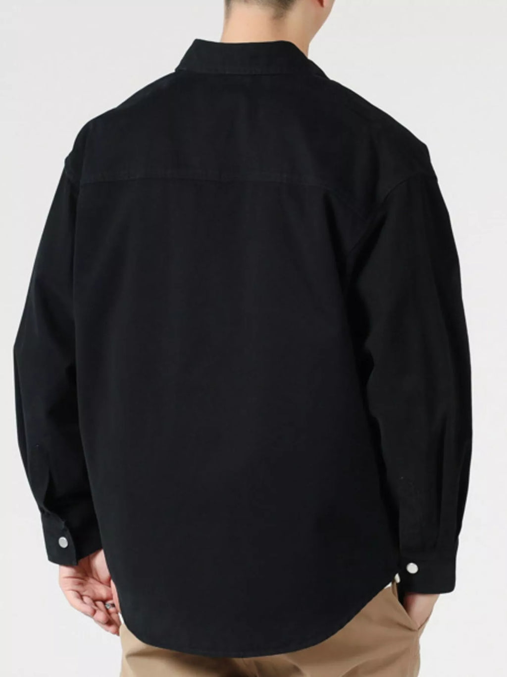 Men's Casual Solid Color Long Sleeve Snap-Down Shirt