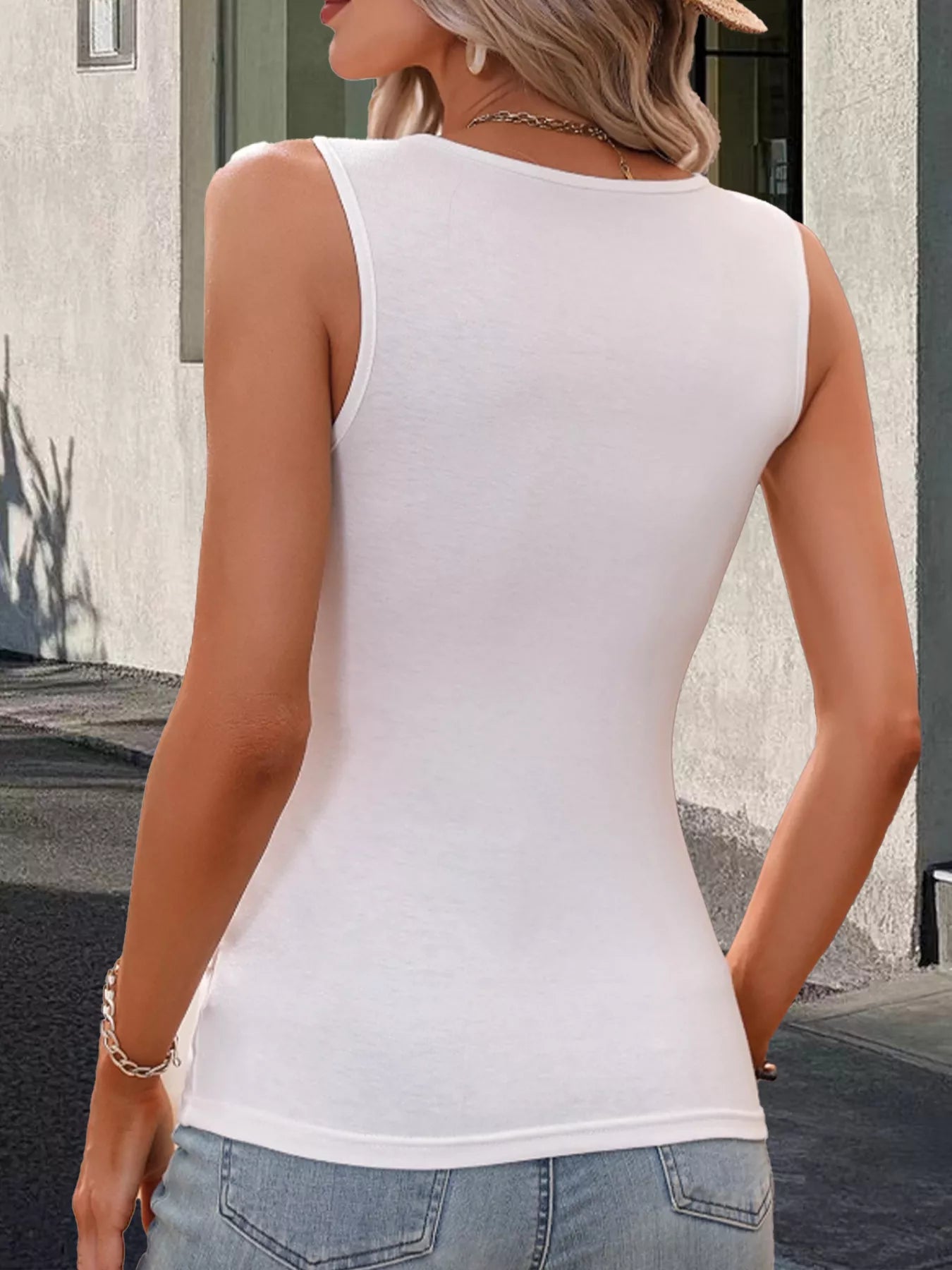 Surplice Button Decor Tank Top