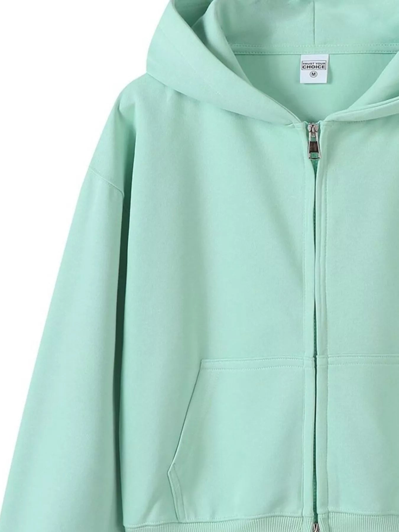 Full Size Casual Zip-Up Long Sleeve Hoodie Plus Size
