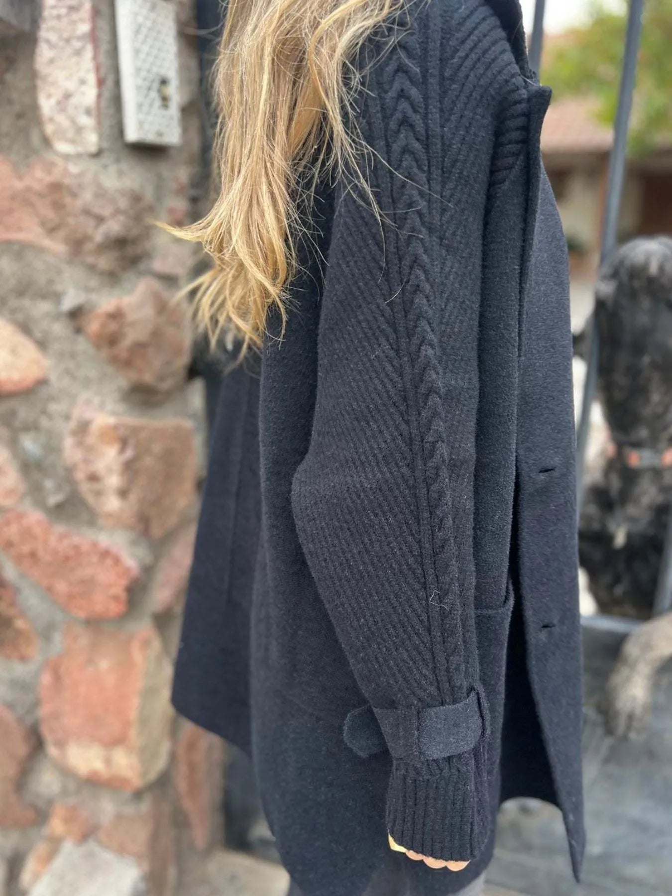 Full Size Texture Knit Longline Coat Plus Size