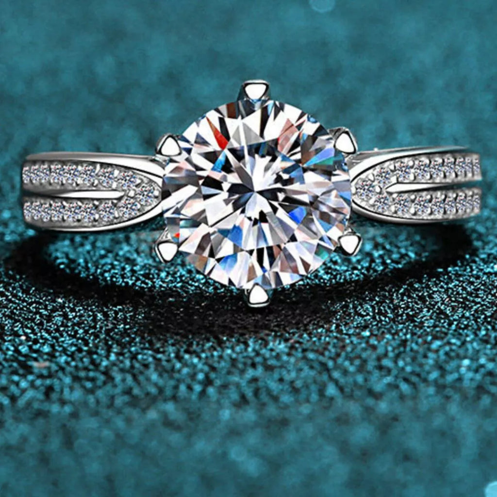 3 Carat 925 Sterling Silver Moissanite Geometric Ring