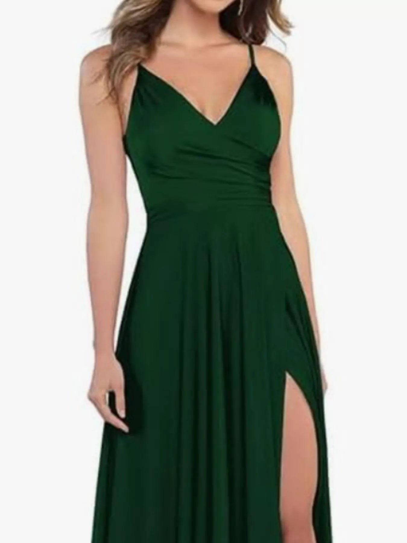 Ruched Slit Maxi Cami Dress