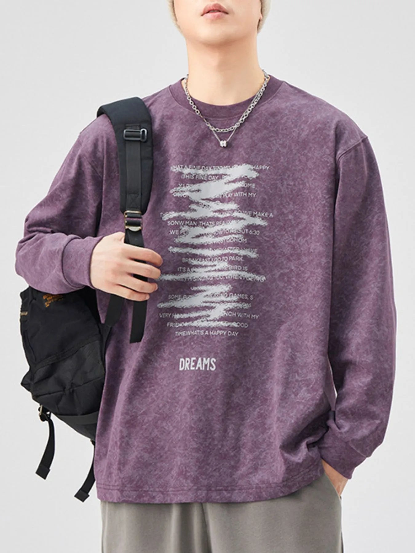 Men's Plus Size Graphic Round Neck Long Sleeve T-Shirt