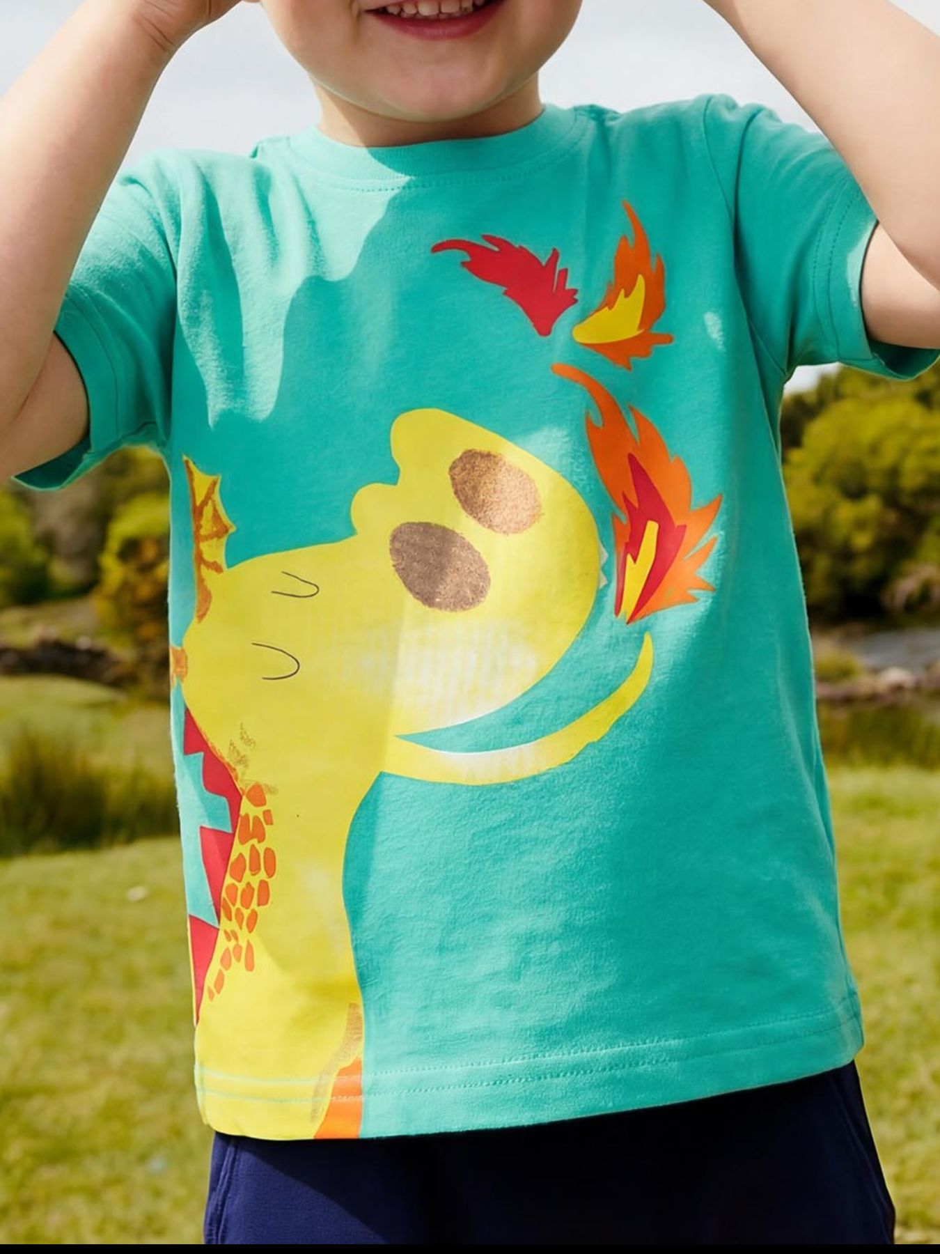 Children's Dinosaur Round Neck Short Sleeve T-Shirt