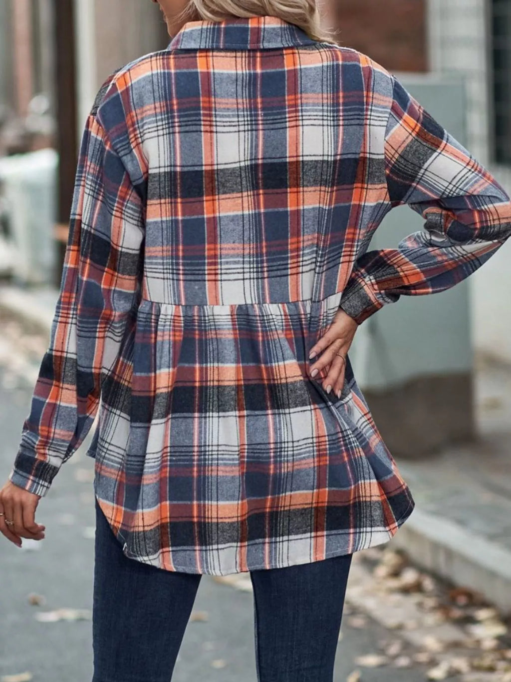 Plaid Button-Down Long Sleeve Shirt