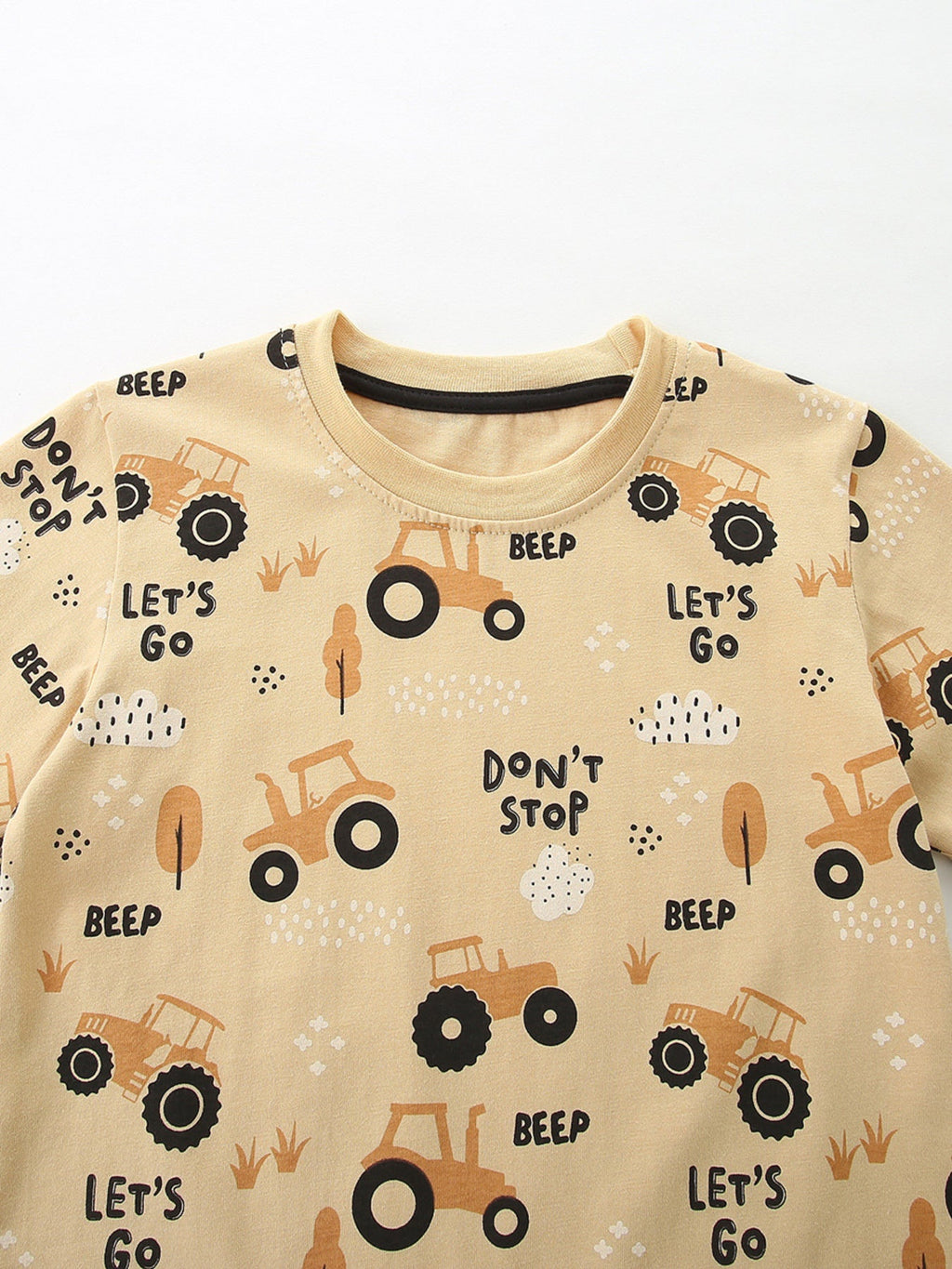 Children's Tractor Print Crew Neck Short Sleeve T-Shirt