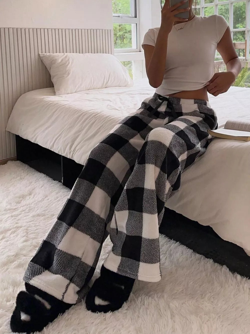 Leopard Wide Leg Plush Pants