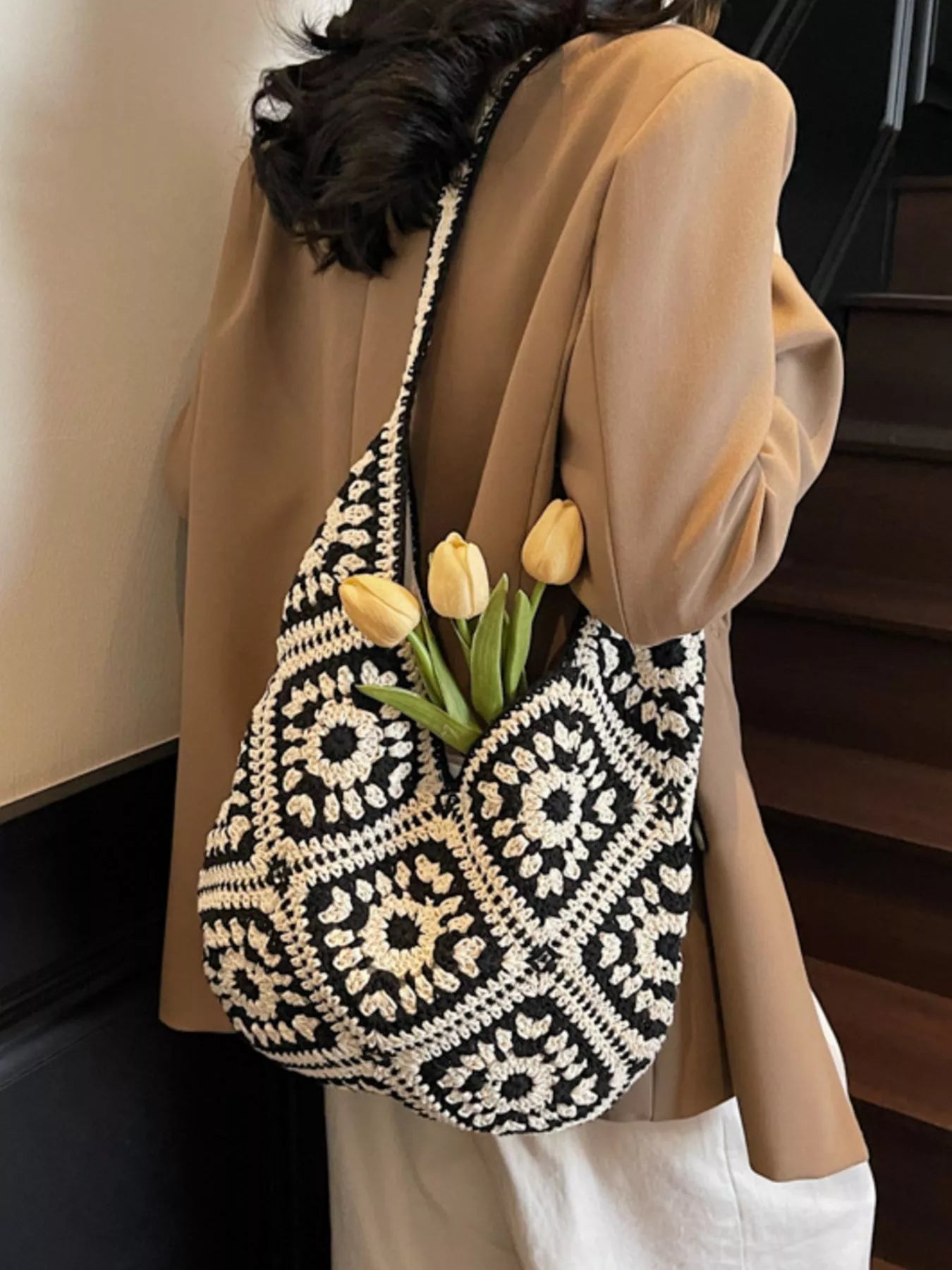 Crochet Hobo Shoulder Bag