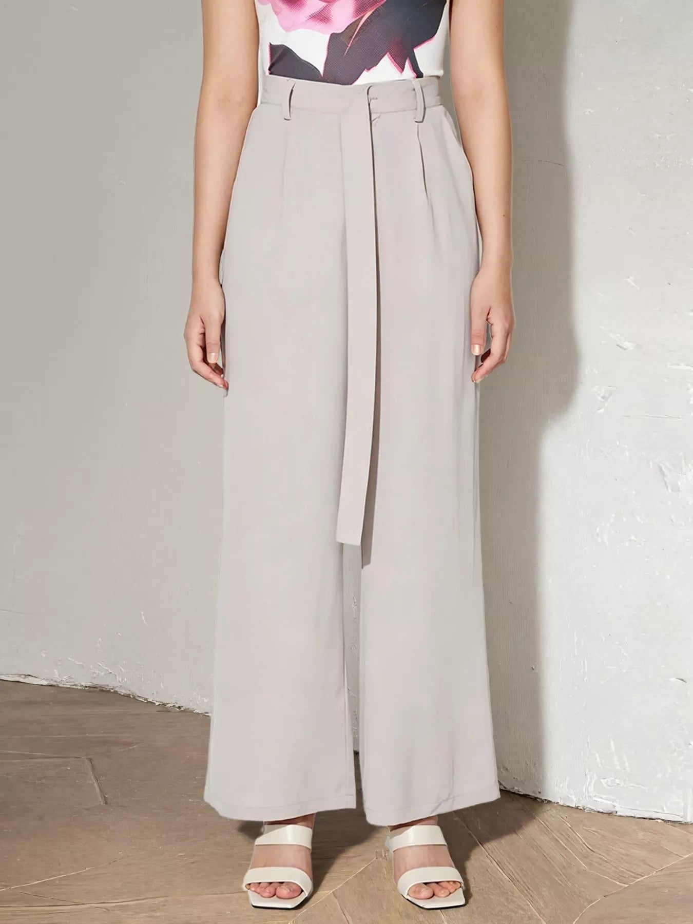 Wide Leg Belted Pants