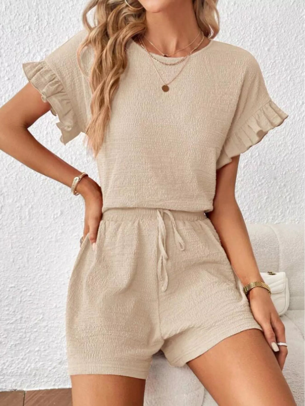 Round Neck Tee and Shorts Set