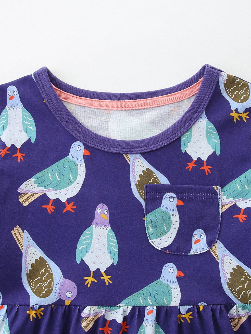 Children's Pigeon Print Casual Dress