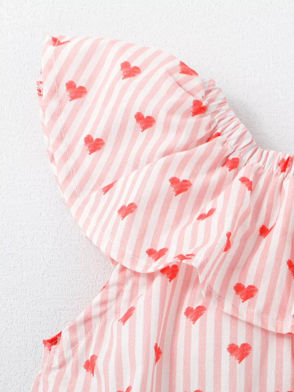 Children's Heart Print Ruffle Trim Dress