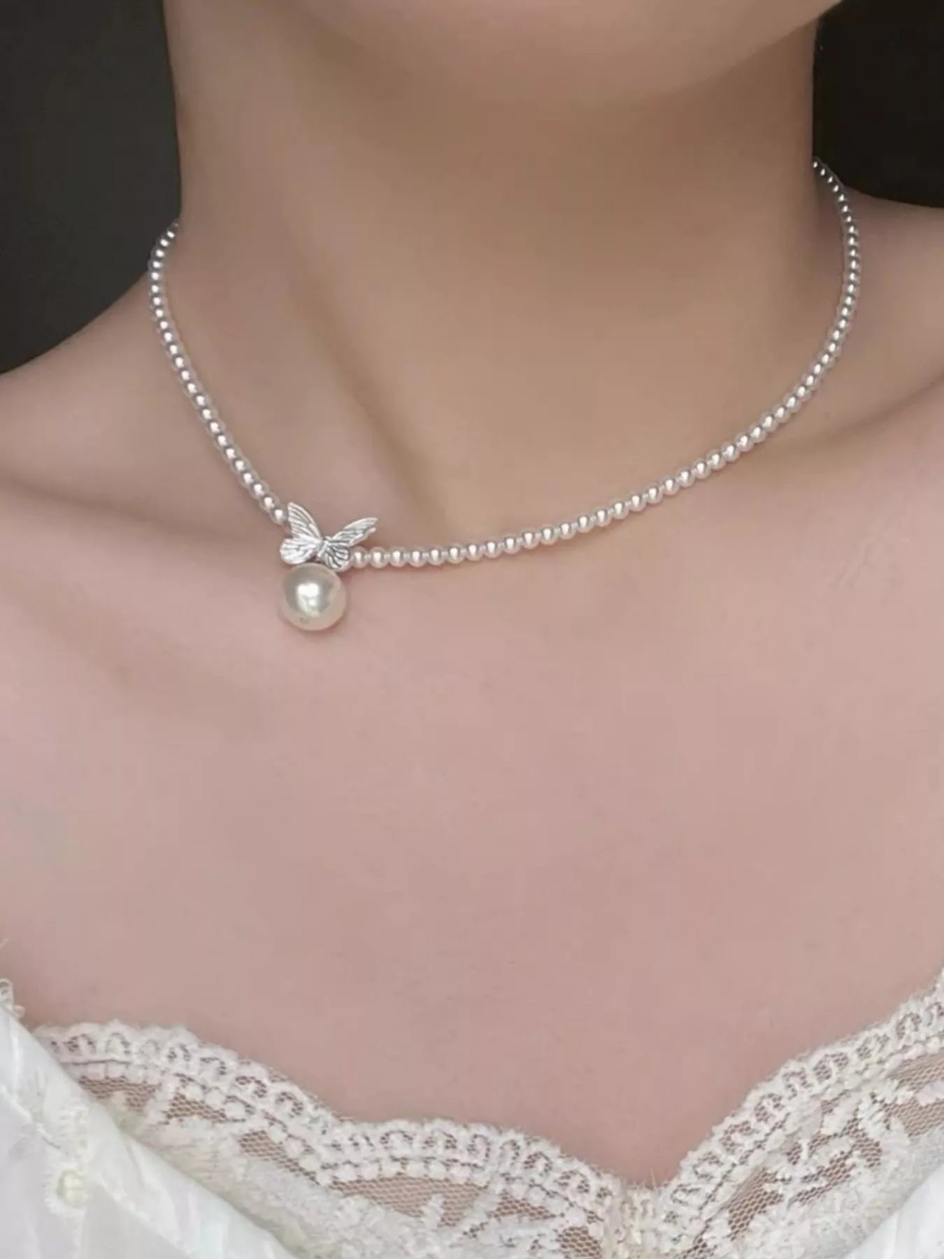 Pearl Butterfly Pendant Necklace