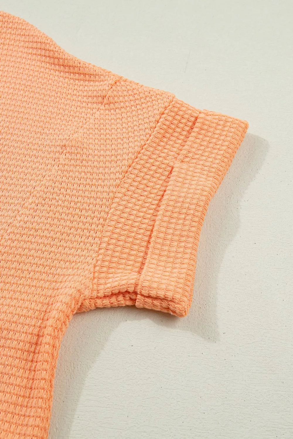 Textured Waffle Knit V-Neck T-Shirt
