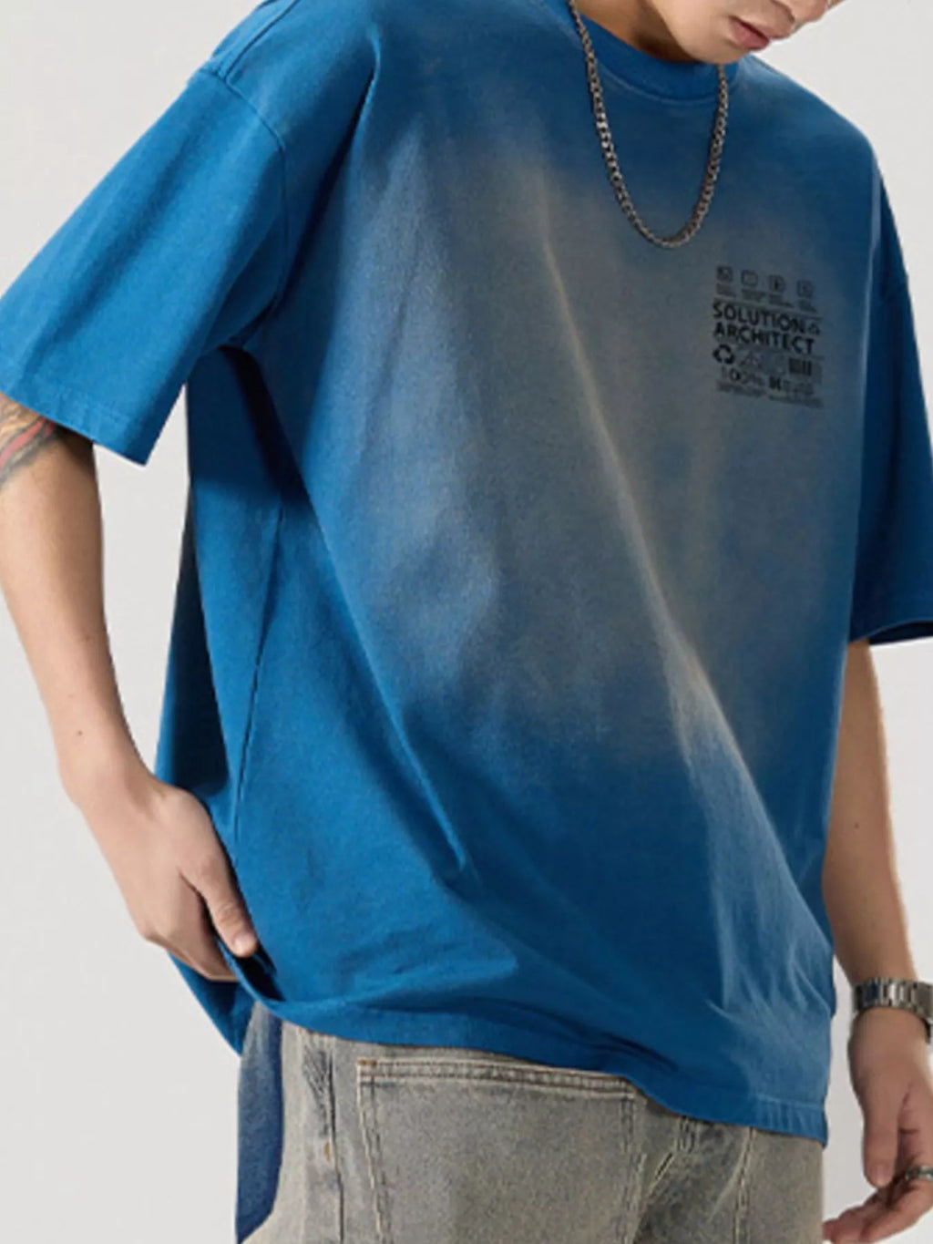 Men's Full Size Round Neck Oversized T-Shirt Plus Size