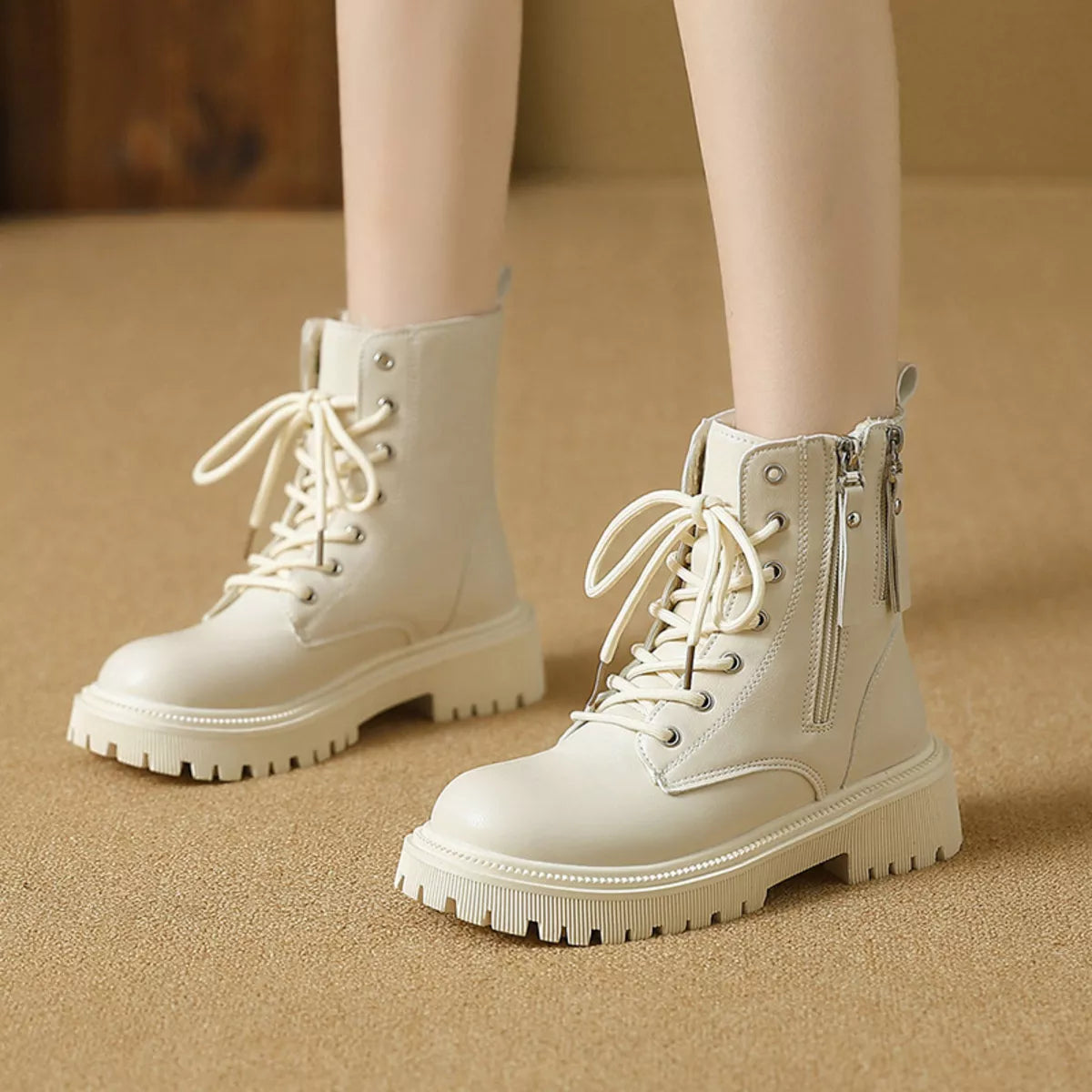 Lace-Up Ankle Combat Boots