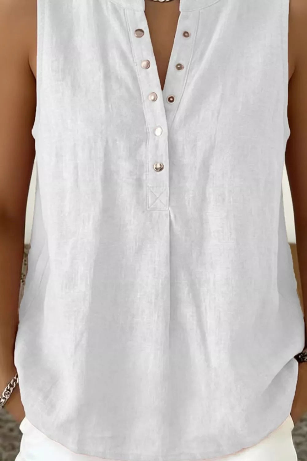 Snap Down Sleeveless Top