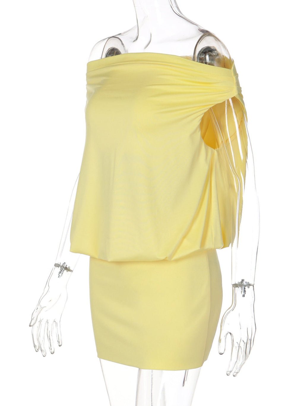 Off-Shoulder Ruched Bodycon Mini Dress