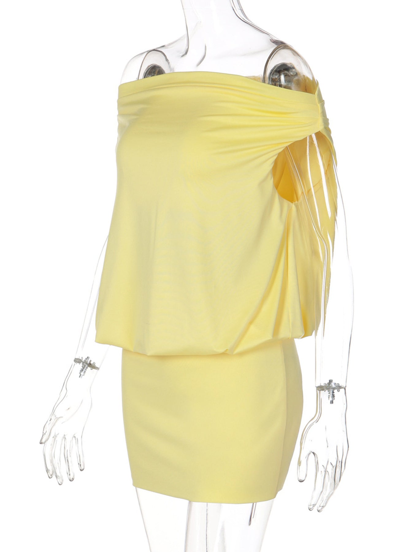 Off-Shoulder Ruched Bodycon Mini Dress