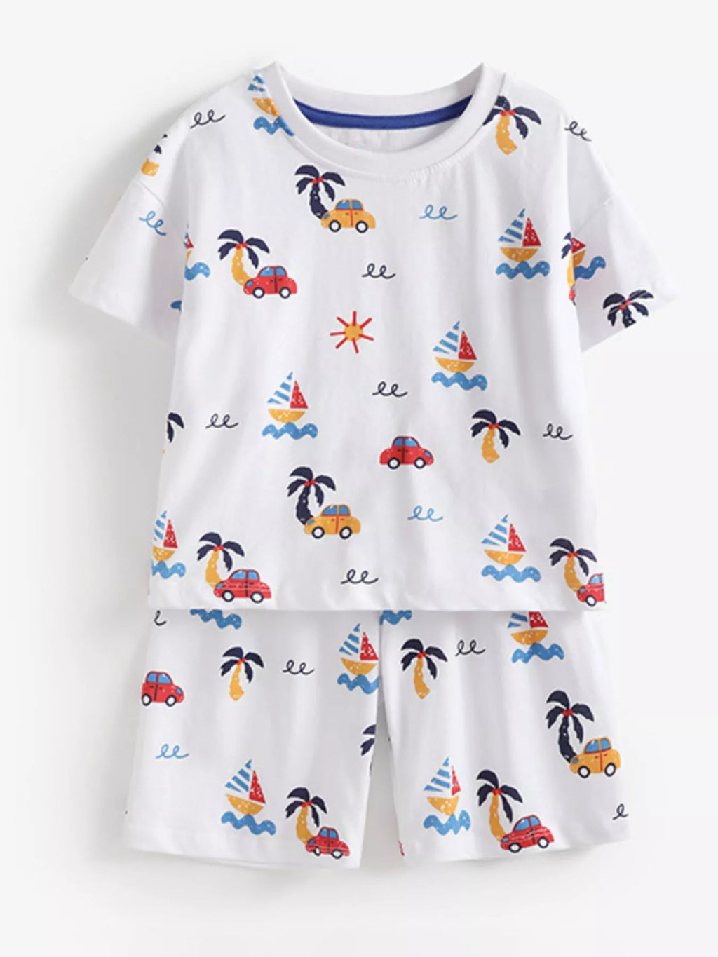 Children's Printed Round Neck Tee and Shorts Set