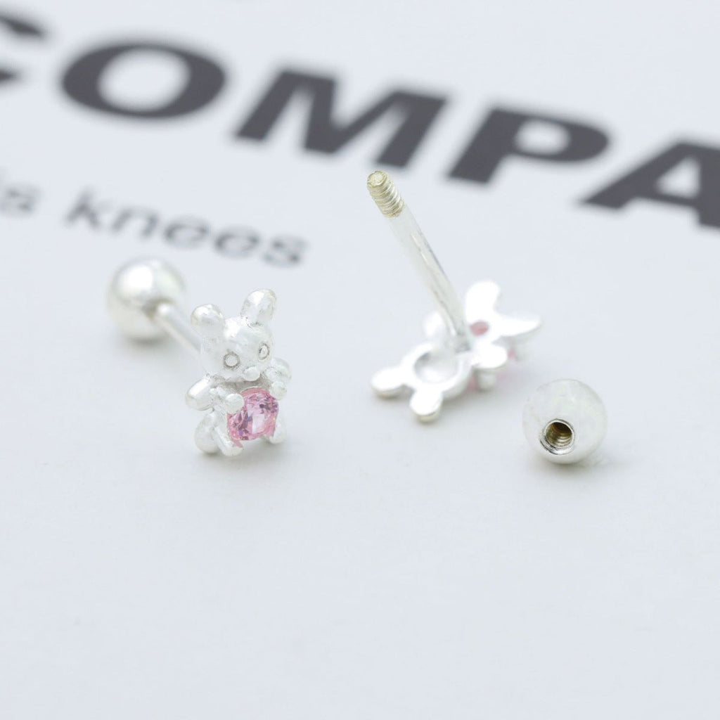 925 Sterling Silver Bear Stud Earrings