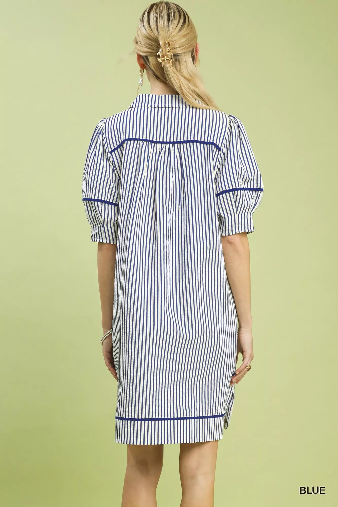 Umgee Stripe Collared Shift Dress