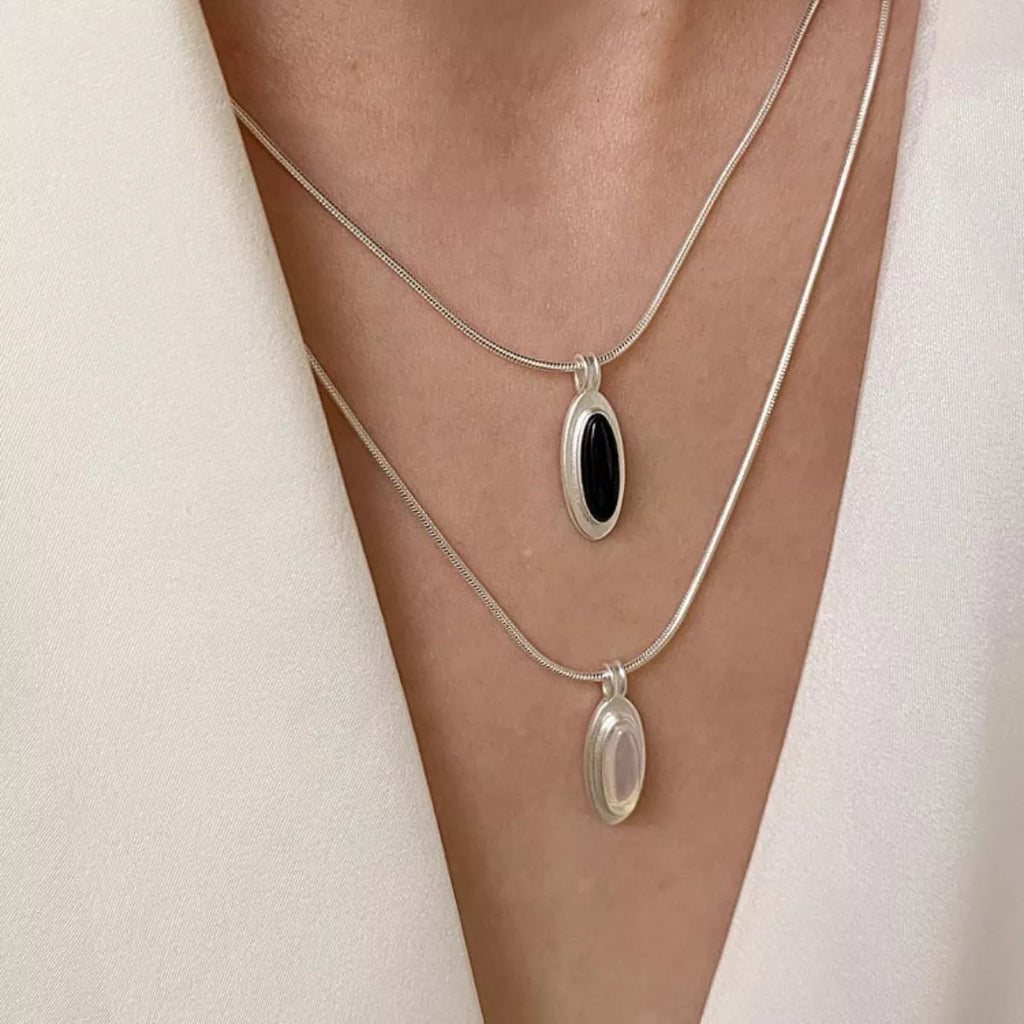 925 Sterling Silver Geometric Pendant Necklace