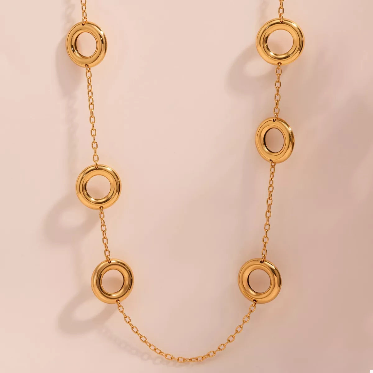 18K Gold-Plated Circle Chain Statement Necklace