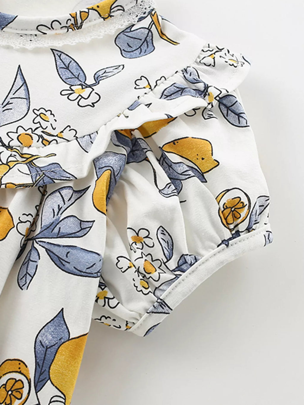 Children's Lemon Print Ruffle Trim Dress