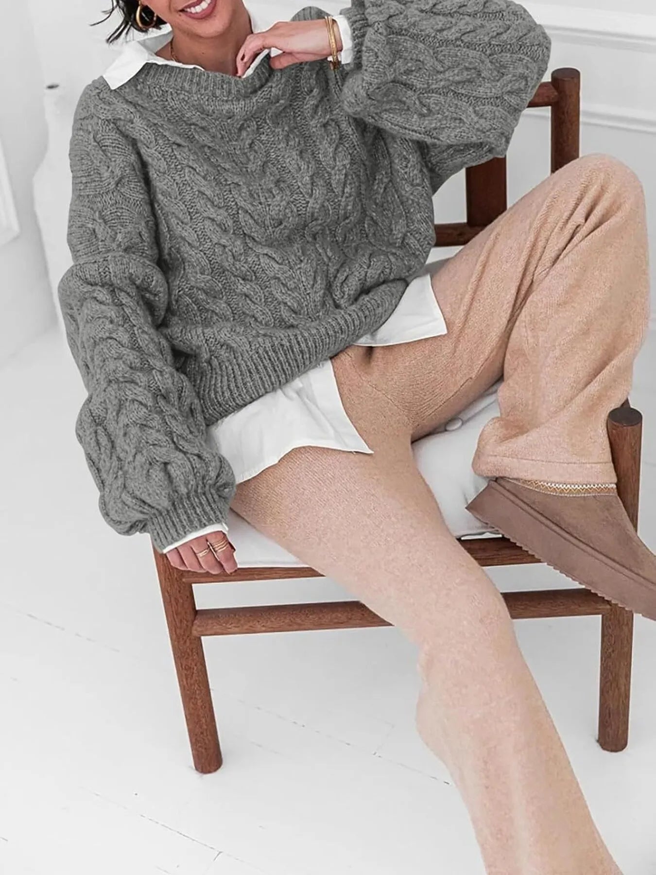 Cable Knit Long Sleeve Sweater