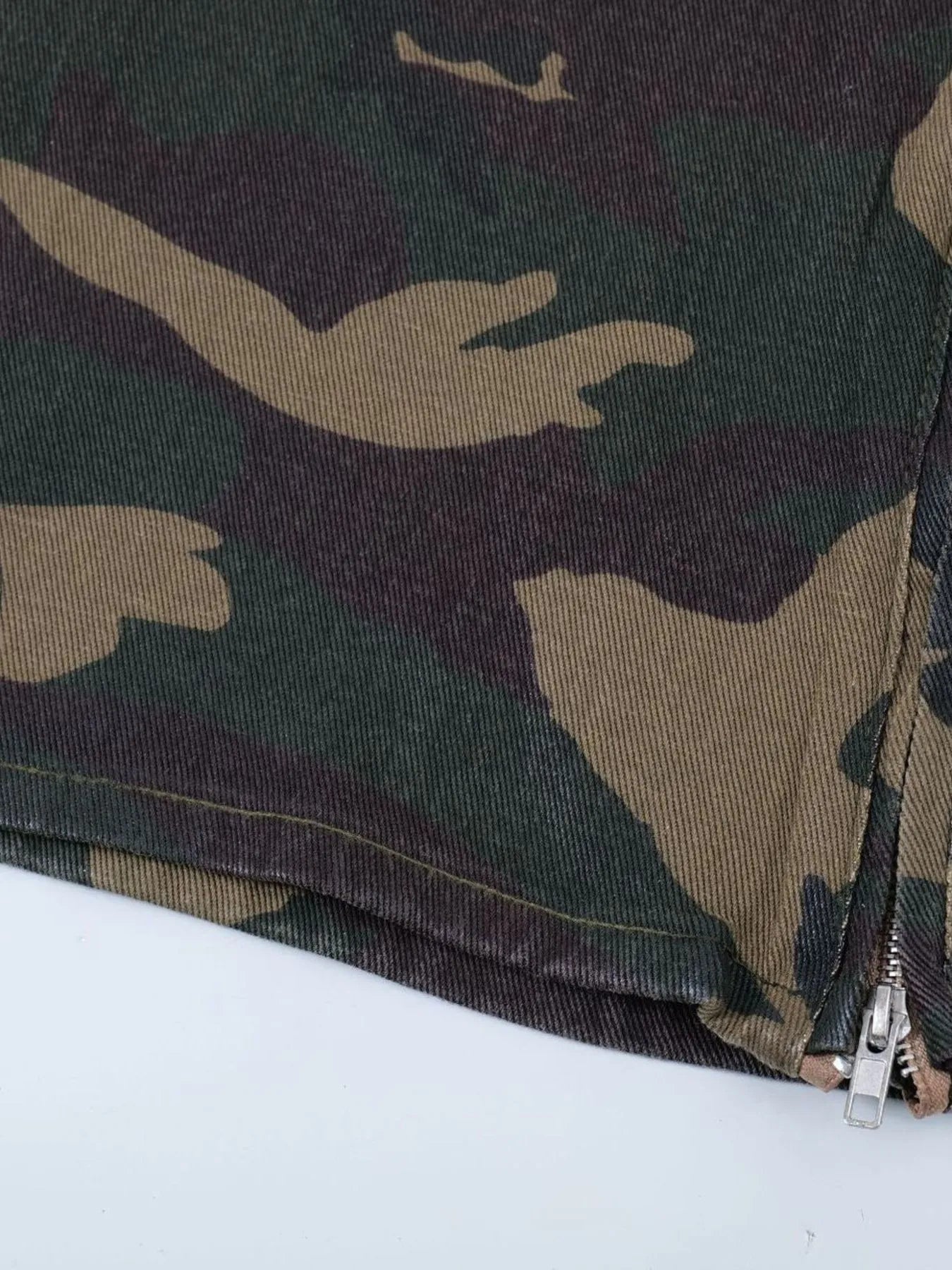 Men's Camouflage Bootcut Jeans with Seam Detail
