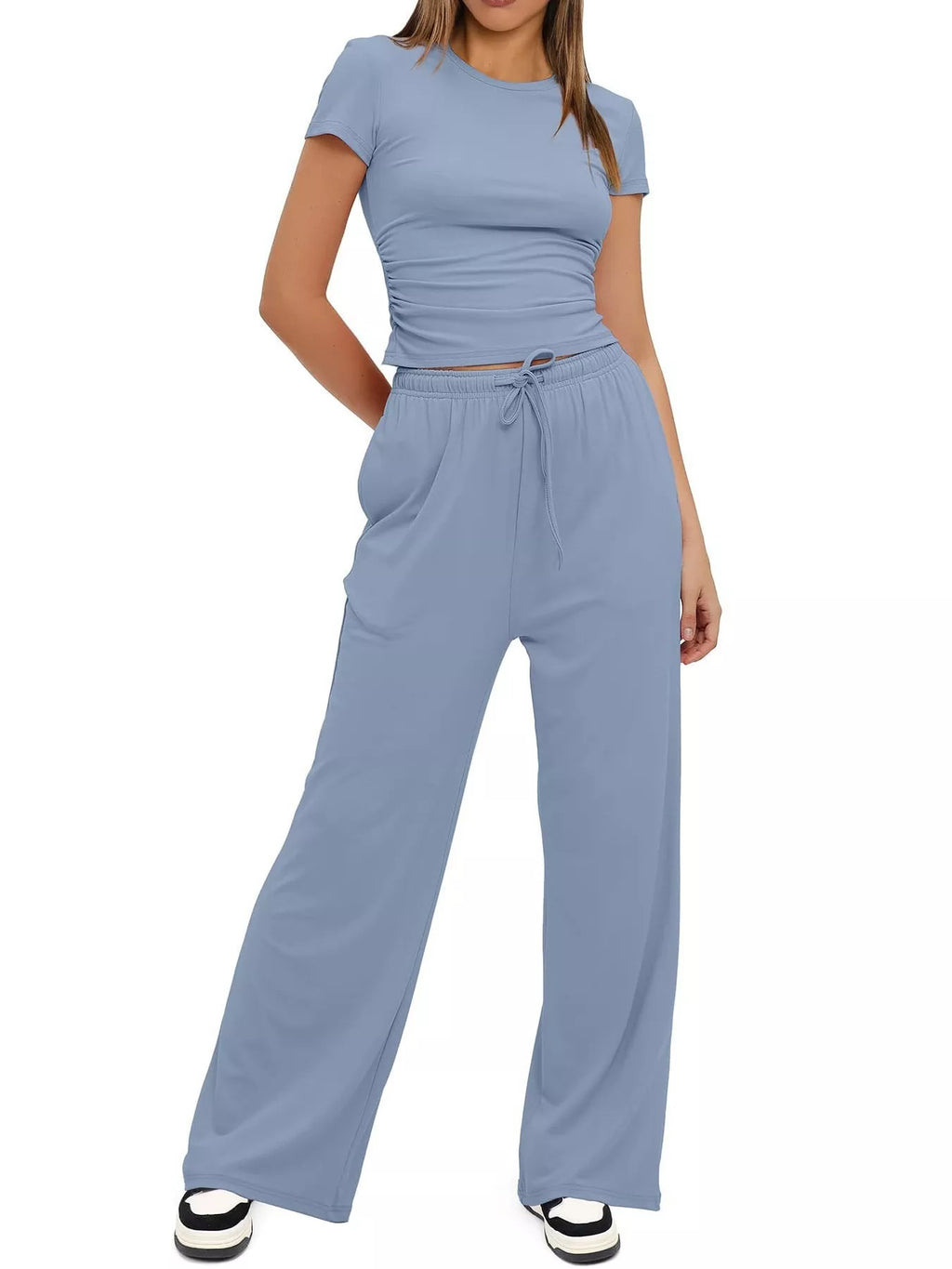 Short Sleeve Top and Drawstring Pants Set